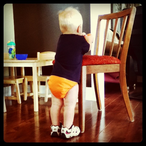 Don't ask me why but he HAD to have his sneakers on! #lifewithatoddler