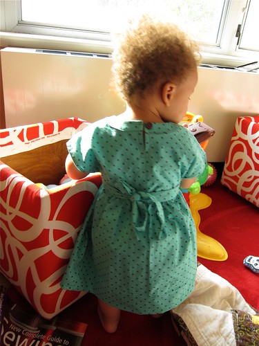 FO: Aqua & Brown Polka Dot Baby Dress
