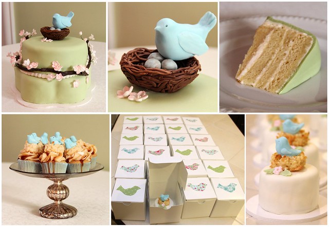 feathering the nest baby shower cake and cupcakes set