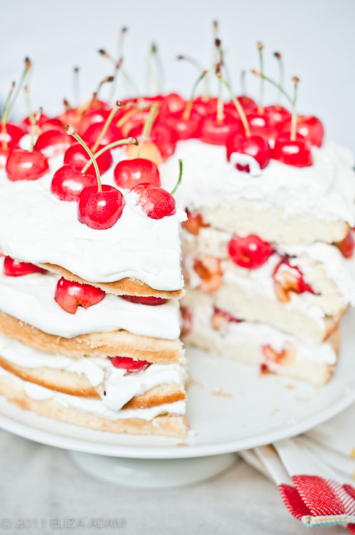 Cherry Cream Layered Cake