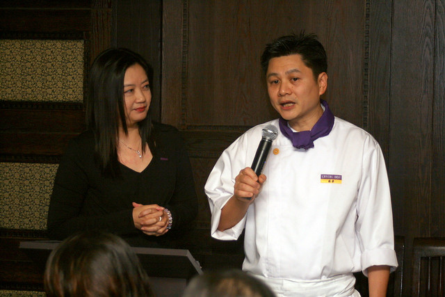 Stella To, Crystal Jade's VP of Corporate Communications and Marketing, with Executive Chef of Crystal Jade Golden Palace