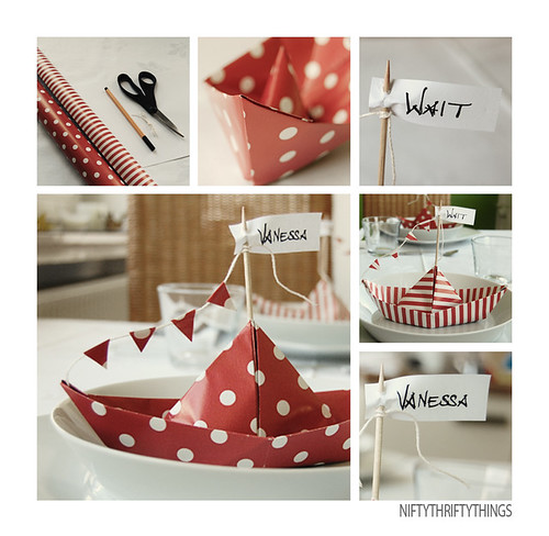 {paper boats place cards}