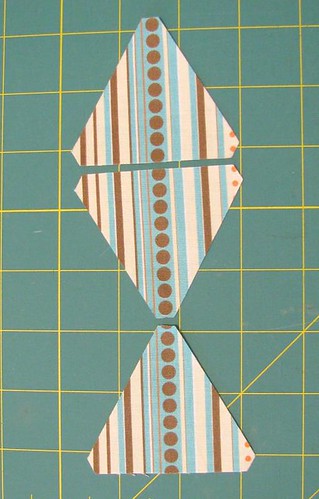 fussy-cutting stripes with AccuQuilt triangle dies