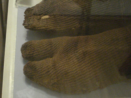 Ancient Coptic Egyptian socks detail nalbinding knotless netting