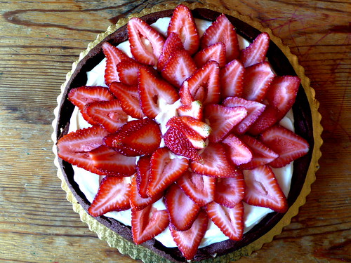 Cracked Earth Chocolate Cake with Stabilized Whipped Cream and Strawberries