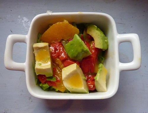 orange, avocado, and roasted pepper salad