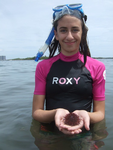 Rachel with sea urchin