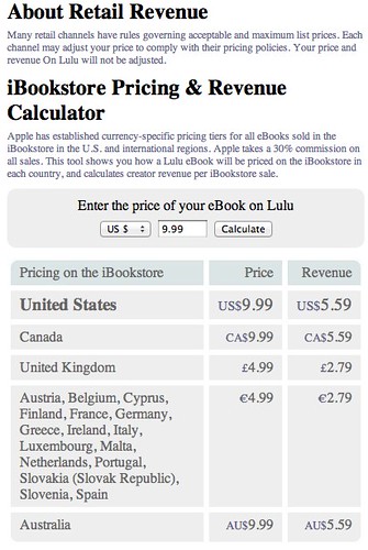 iBookstore Pricing & Revenue Calculator - Lulu.com