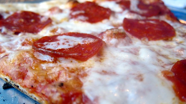 zoom on the pepperoni pizza at westside pie