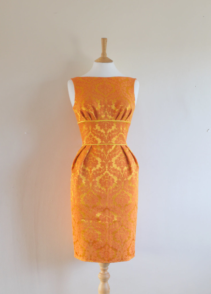 Gold and Amber Vintage Brocade Wiggle Dress made by digforvictory