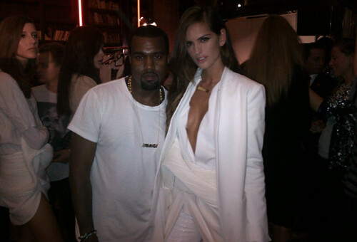 Kanye West backstage at his fashion show