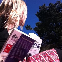 3rd of #frocktober sunshine, book, coffee and another frock on to raise funds for Ovarian Cancer Research
