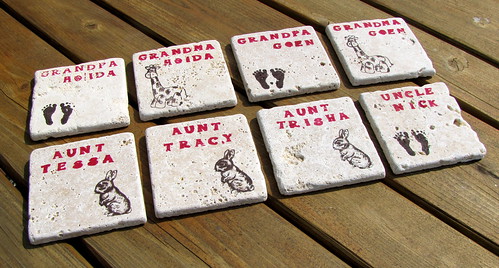 Hand-stamped coasters
