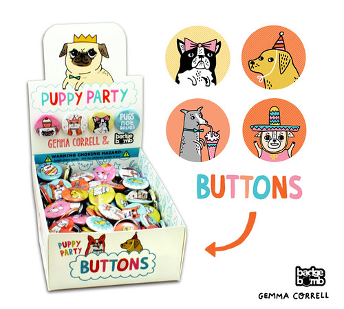 Badge Bomb buttons by gemma correll