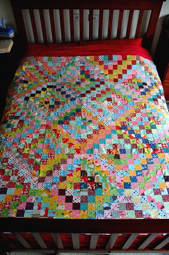 quilt top on bed