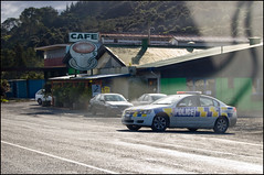 Police car (radar ?) along SH1 in Te Hana