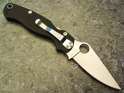 Spyderco ParaMilitary2 Folding Knife 3-7/16" S30V Plain Blade, G10 Handles