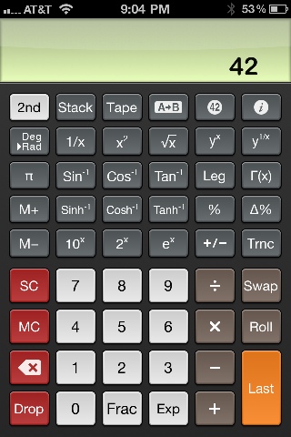 PCalc keyboard, Engineering and Twilight with 2nd key