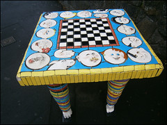 Street art in Onehunga, chess table