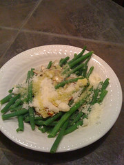 Green beans with pecorino, toasted almonds and olive oil by Local Food Lady