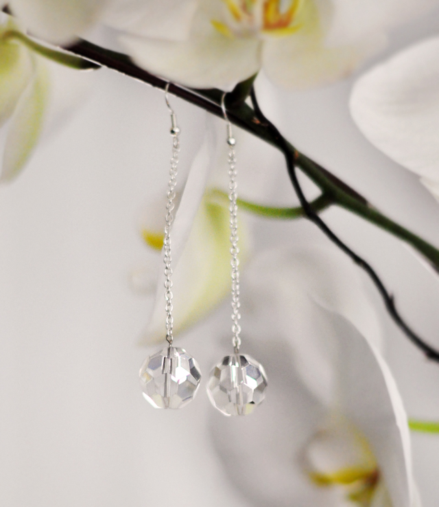 Crystal Ball Drop Earrings DIY + orchids 