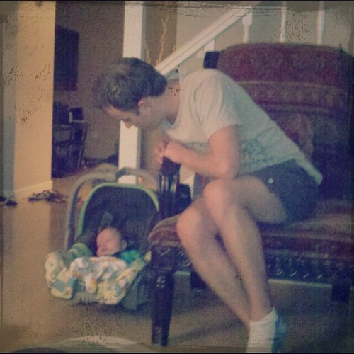 Matthew adoring the baby