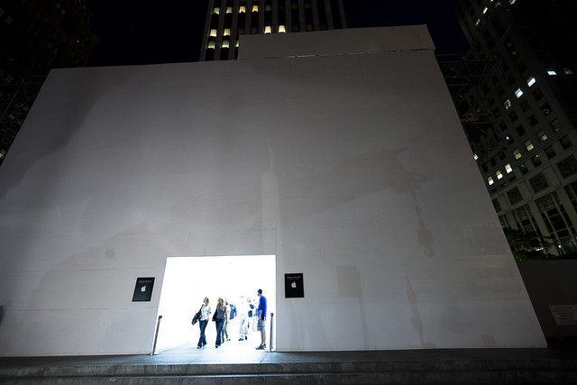 Front of Apple Store boxed, Manhattan