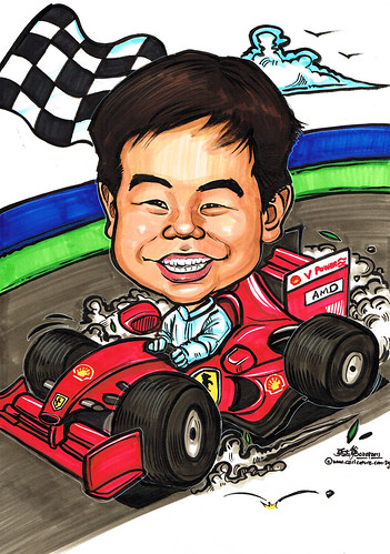 F1 racer caricature