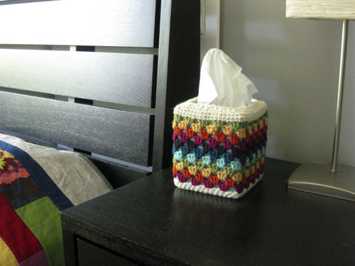 rainbow crochet tissue cover