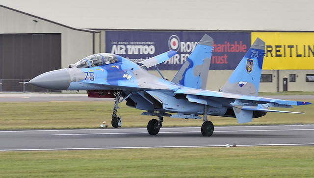 Ukrainian Air Force, Su-27, fighter jet,light blue, medium blue, gray