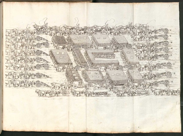 Early Modern manuscript warfare drawing -  Artilleriebuch 1582 BSB j