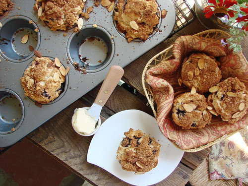 blueberry muffins // almond crumb topping