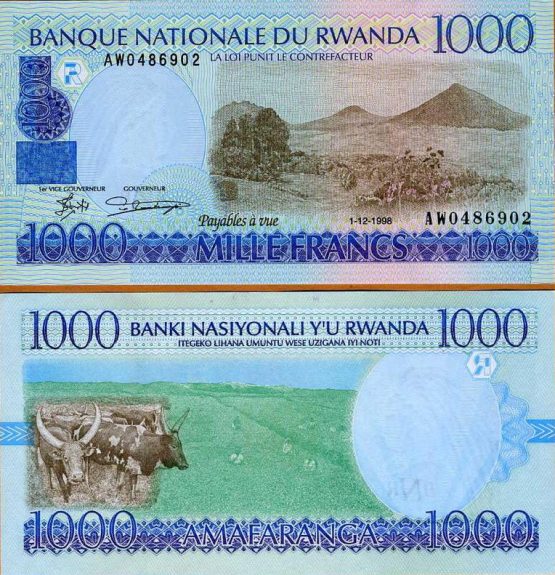 1000 Frankov Rwanda 1998, Pick 27