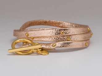 Gorjana Leather Wrap Studded Bracelet in Rose Gold