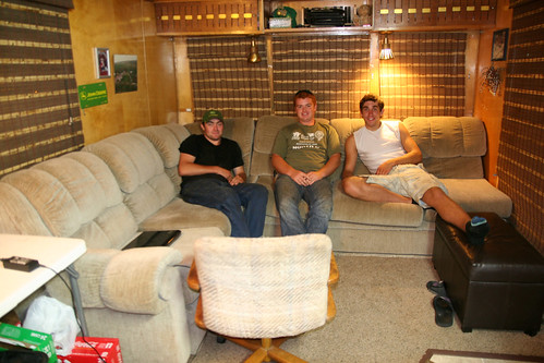 James, Callum and Oak hang out in the Spartan.