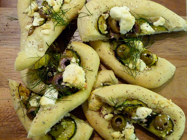Lebanese flatbreads with sumac, courgette and feta