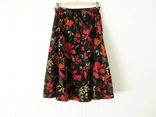 black floral button front skirt