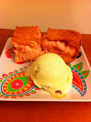 Dessert: Cherry Squares with light butter pecan ice cream