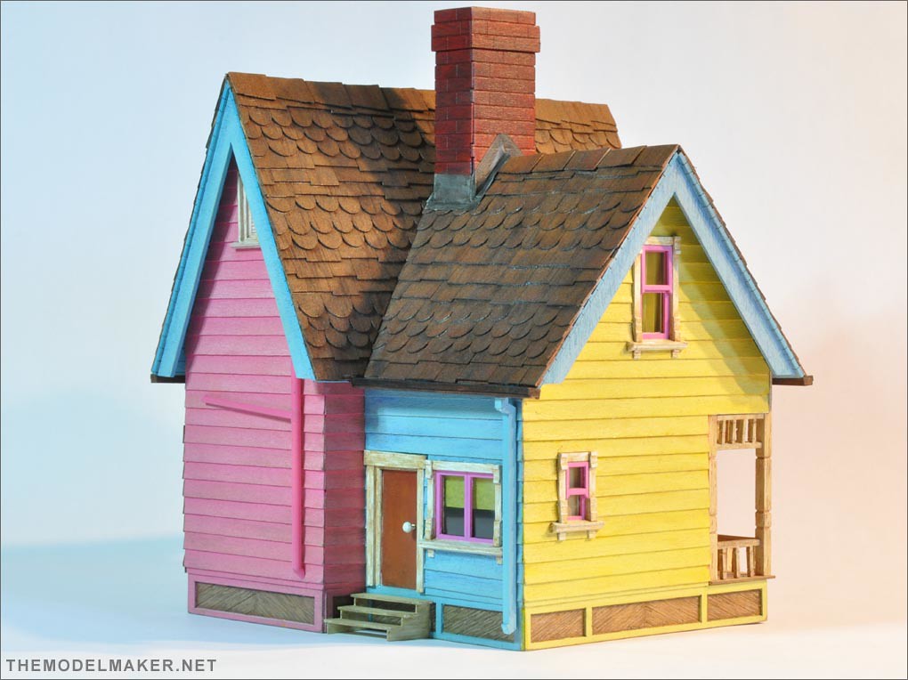 Pixar Up house model dollhouse made of wood in scale 1:48