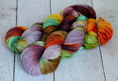 "Purple Rainbow" (Kettle dyed) on Aran BFL 7 oz
