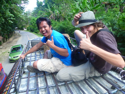 Jerick & his friend, Dennis atop a bus in Bohol