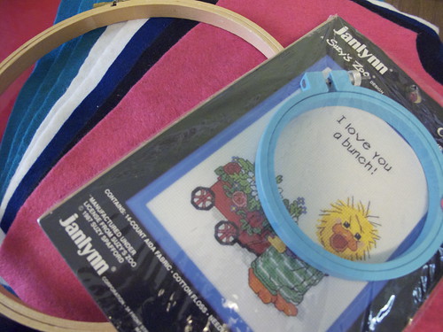 I got these embroidery supplies and some old felt.