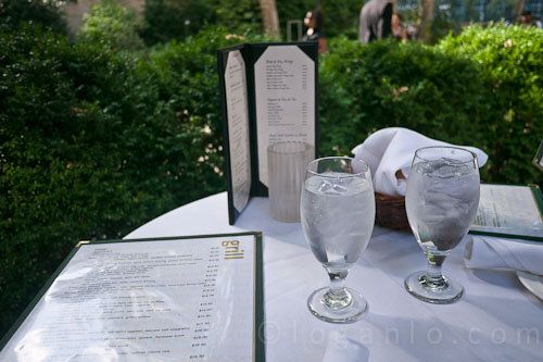 Two glasses of water at Bryant Park Grill, NYC
