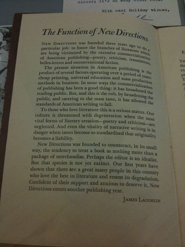 James Laughlin's rationale for New Directions Publishing Corp.