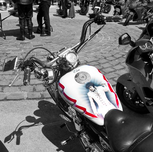 Elvis Presley on a Harley Davidson motorcycle by davekpcv