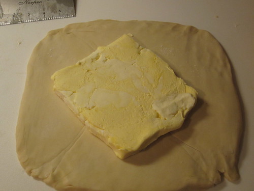 place butter block on dough