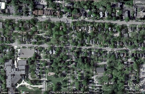 the home's historic West Side neighborhood in Ann Arbor (via Google Earth)