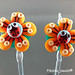Earring Pair : Orange Ladybug Flower Blossom