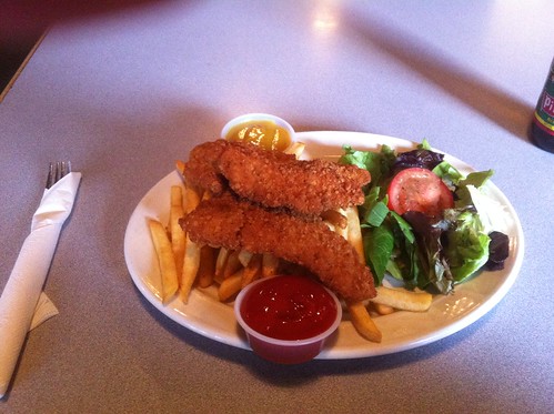 Chicken Fingers, Fries, and Salad by raise my voice