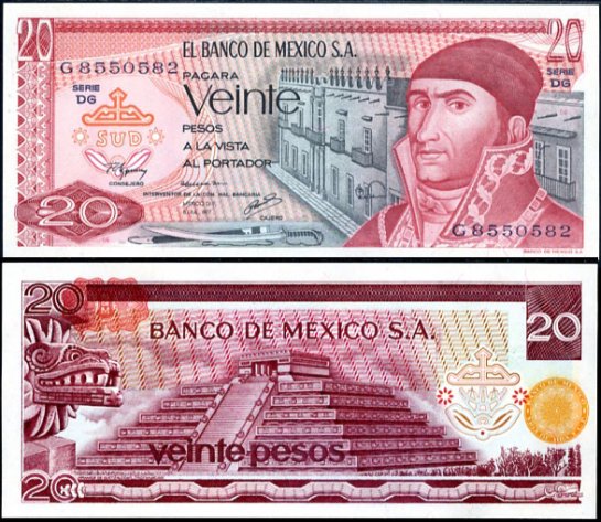 20 Pesos Mexiko 1977, Pick 64d
